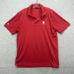 Level Wear Polo Shirt Mens Large Red Polka Dot Woodmont Golf Country Club Active